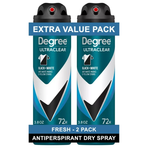 degree ultraclear black + white 72 hour antiperspirant & deodorant spray fresh scent 3.8oz/2ct
