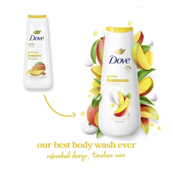 🧴 dove glow body wash mango & almond butters 24hr lotion soft skin 20 fl oz
