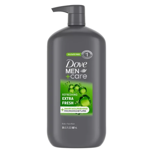 🧴 dove men+care extra fresh refreshing body & face wash pump sulfate free 30 fl oz