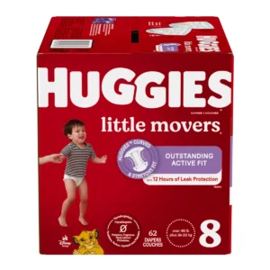 👶 huggies little movers baby disposable diapers – size 8 (62 count)