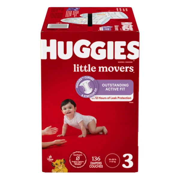 👶 Huggies Little Movers Baby Disposable Diapers – Size 3 (136 Count) - Image 2