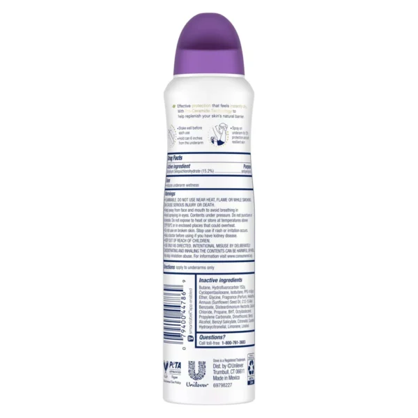 🧴 dove beauty advanced care lavender fresh 72 hour women's antiperspirant & deodorant dry spray 3.8oz