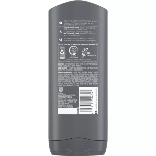 🧴dove body and face wash exfoliating deep clean, 13.5 oz