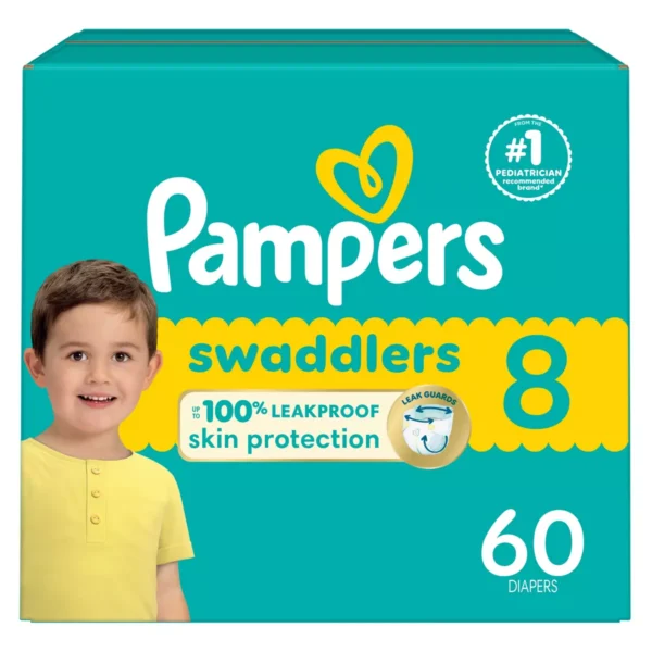 👶 pampers swaddlers sensitive disposable diapers – size 8 (60 count)