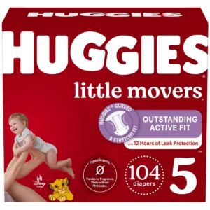 👶 huggies little movers baby disposable diapers – size 5 (104 count)