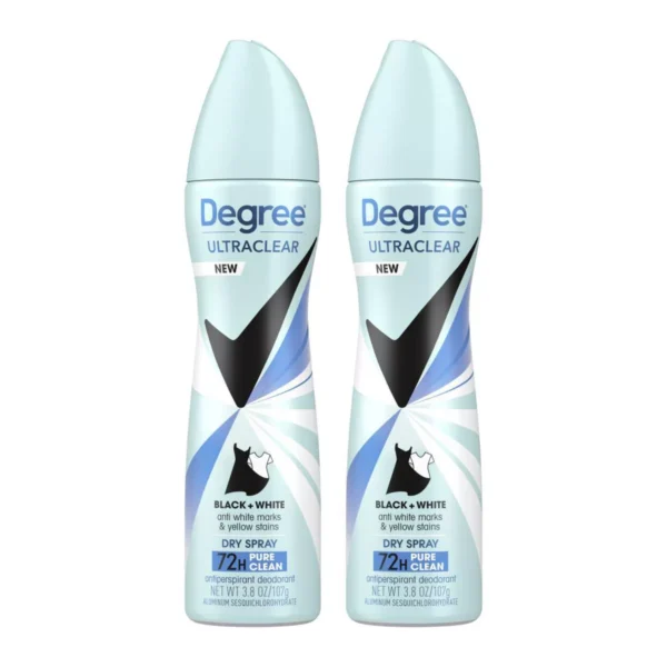 🧴 Degree Ultraclear Black + White Pure Clean Antiperspirant & Deodorant Dry Spray – 3.8 oz