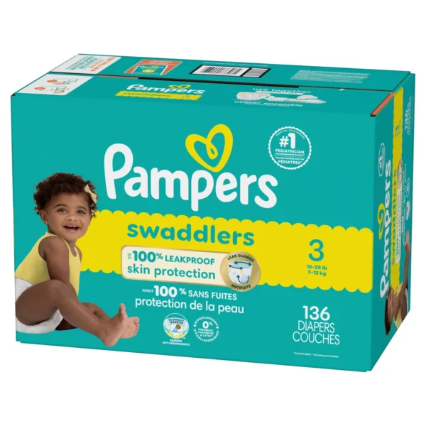 👶 pampers swaddlers sensitive disposable diapers – size 3 (136 count)