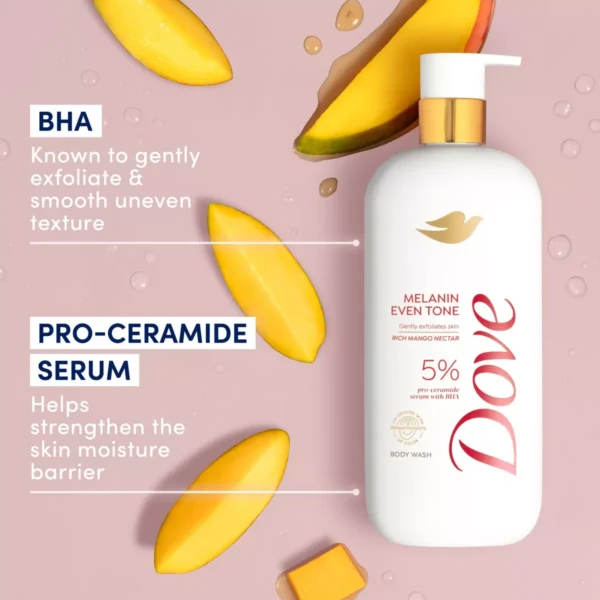 🧴 dove serum body wash 5% pro ceramide serum with bha melanin even tone 18.5 fl oz