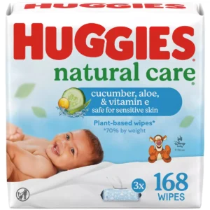 👶 huggies natural care baby wipes – cucumber, aloe & vitamin e (168 wipes)