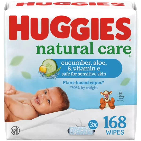 👶 huggies natural care baby wipes – cucumber, aloe & vitamin e (168 wipes)