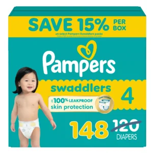 👶 pampers swaddlers sensitive disposable diapers – size 4 (148 count)