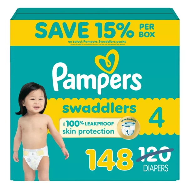 👶 pampers swaddlers sensitive disposable diapers – size 4 (148 count)