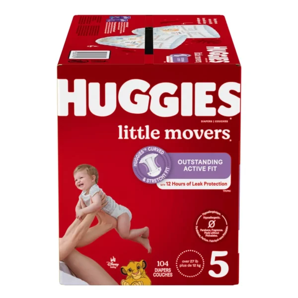 👶 huggies little movers baby disposable diapers – size 5 (104 count)