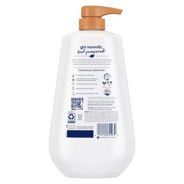 🧴 dove pamper body wash pump shea butter & vanilla 24hr lotion soft skin 30.6 fl oz
