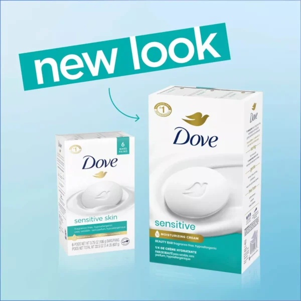 🧼dove beauty sensitive skin moisturizing fragrance free beauty bar soap 8pk/3.75oz each