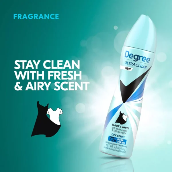 🧴 Degree Ultraclear Black + White Pure Clean Antiperspirant & Deodorant Dry Spray – 3.8 oz - Image 5