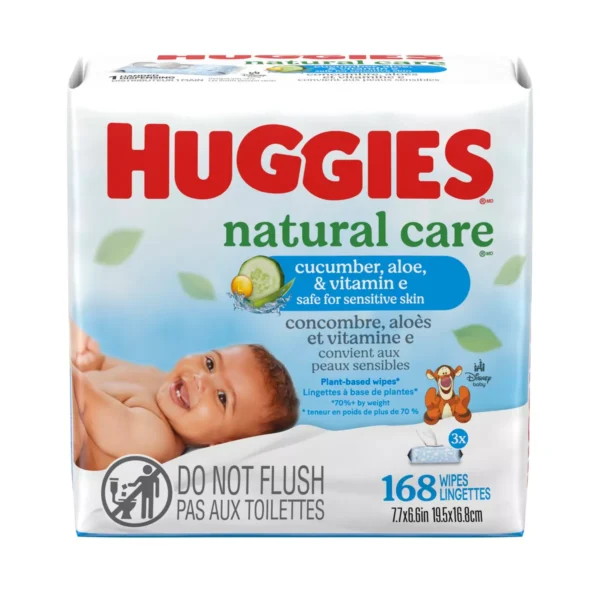👶 huggies natural care baby wipes – cucumber, aloe & vitamin e (168 wipes)