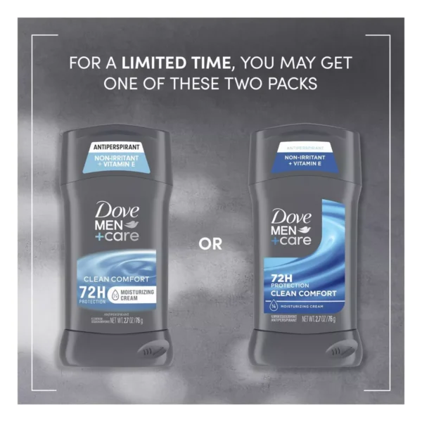 dove men+care 72 hour antiperspirant & deodorant stick clean comfort 2.7oz/2ct