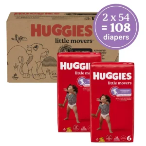 👶 huggies little movers baby disposable diapers – size 6 (108 count)