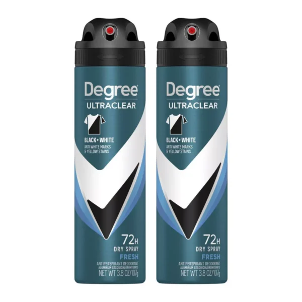 degree ultraclear black + white 72 hour antiperspirant & deodorant spray fresh scent 3.8oz/2ct