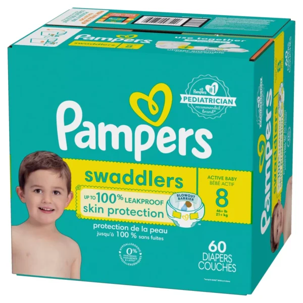 👶 Pampers Swaddlers Sensitive Disposable Diapers – Size 8 (60 Count) - Image 2