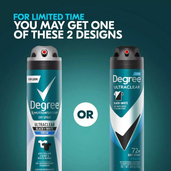 degree ultraclear black + white 72 hour antiperspirant & deodorant spray fresh scent 3.8oz/2ct