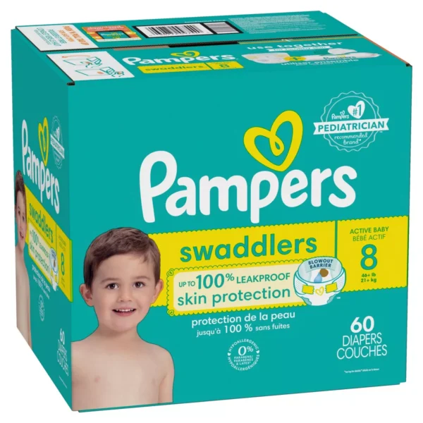 👶 Pampers Swaddlers Sensitive Disposable Diapers – Size 8 (60 Count) - Image 3