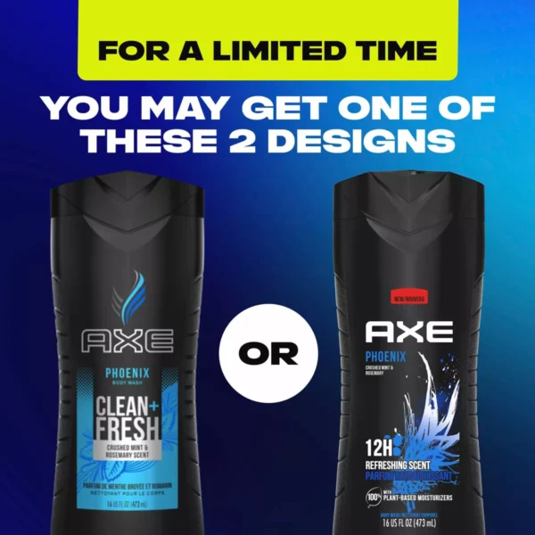 🧴 axe phoenix clean + cool crushed mint & rosemary scent body wash – 2 pack (16 fl oz each)