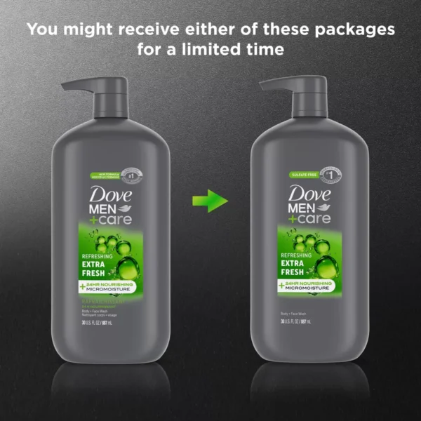 🧴 dove men+care extra fresh refreshing body & face wash pump sulfate free 30 fl oz
