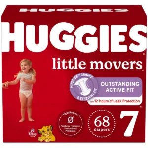 👶 huggies little movers baby disposable diapers – size 7 (68 count)