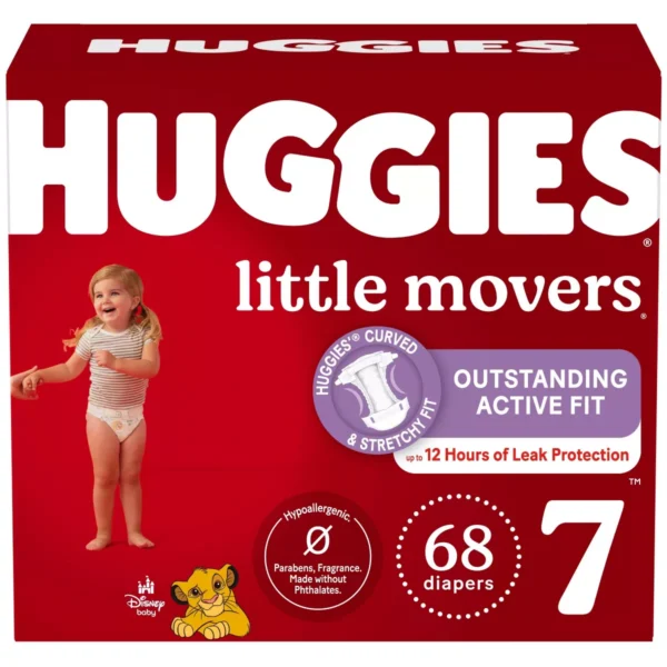 👶 huggies little movers baby disposable diapers – size 7 (68 count)