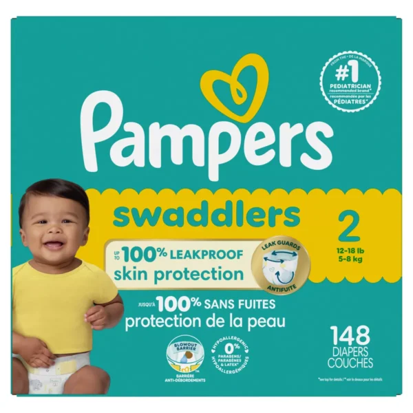 👶 pampers swaddlers sensitive disposable diapers – size 2 (148 count)