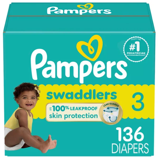👶 pampers swaddlers sensitive disposable diapers – size 3 (136 count)