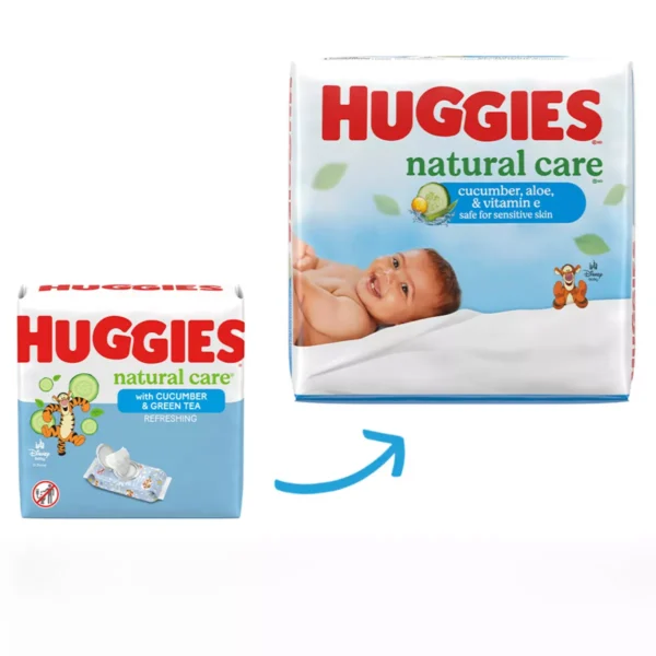 👶 huggies natural care baby wipes – cucumber, aloe & vitamin e (168 wipes)