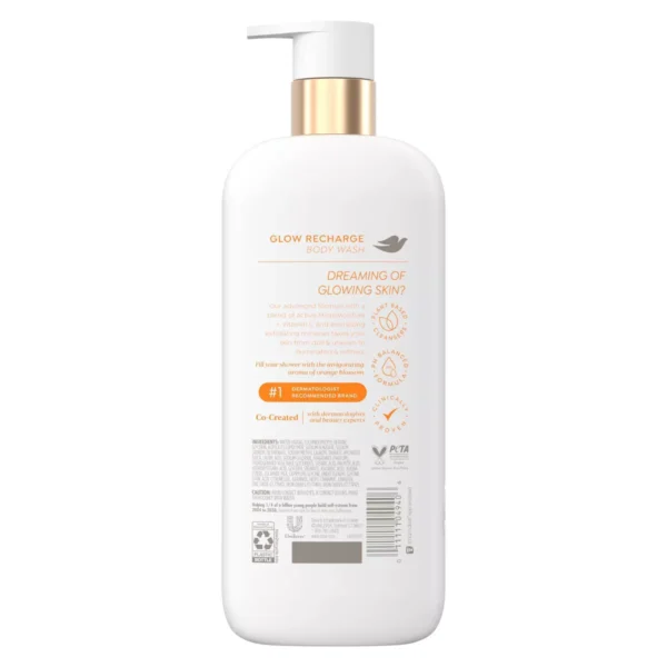 🧴 dove beauty serum body wash for women with 3% brightening serum + vitamin c glow recharge 18.5 fl oz